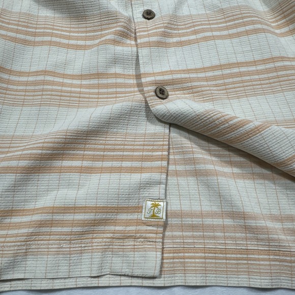Tommy‎ Bahama Men's XL Hawaiian Camp Shirt 100% Silk Orange Plaid Short Sleeve - Picture 4 of 9